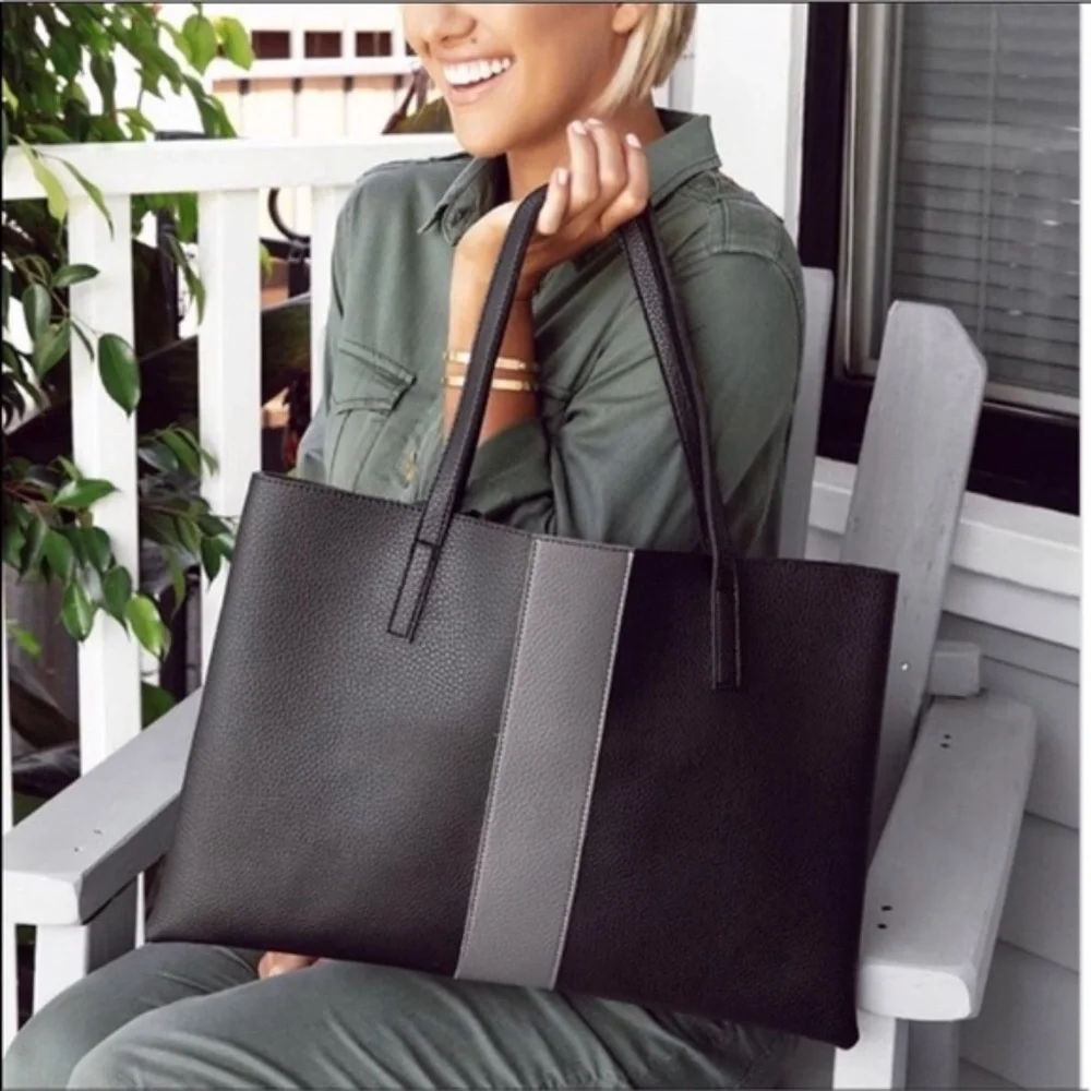 NWOT Vince Camuto Black‎ Leather Tote
